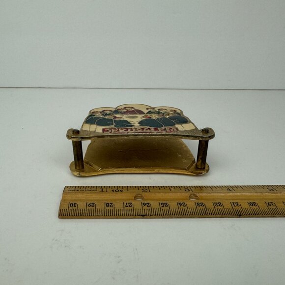 Vtg Jerusalem Souvenir Last Supper Religious Napkin Letter Holder Enamel Brass - Picture 7 of 16